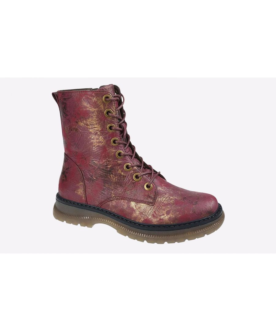 Cipriata Annetta MEMORY FOAM Zip Boot Womens - Burgundy - Size UK 7