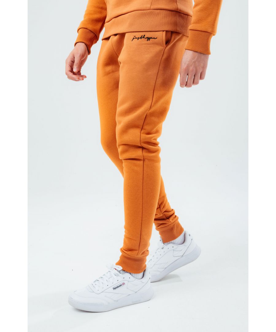 The HYPE. Men's Joggers boast a soft-touch fabric base ultimate amount of comfort, room and breathable space you need. With an elasticated waistband, drawstring pullers and fitted cuffs. The model wears a size M. Machine washable.