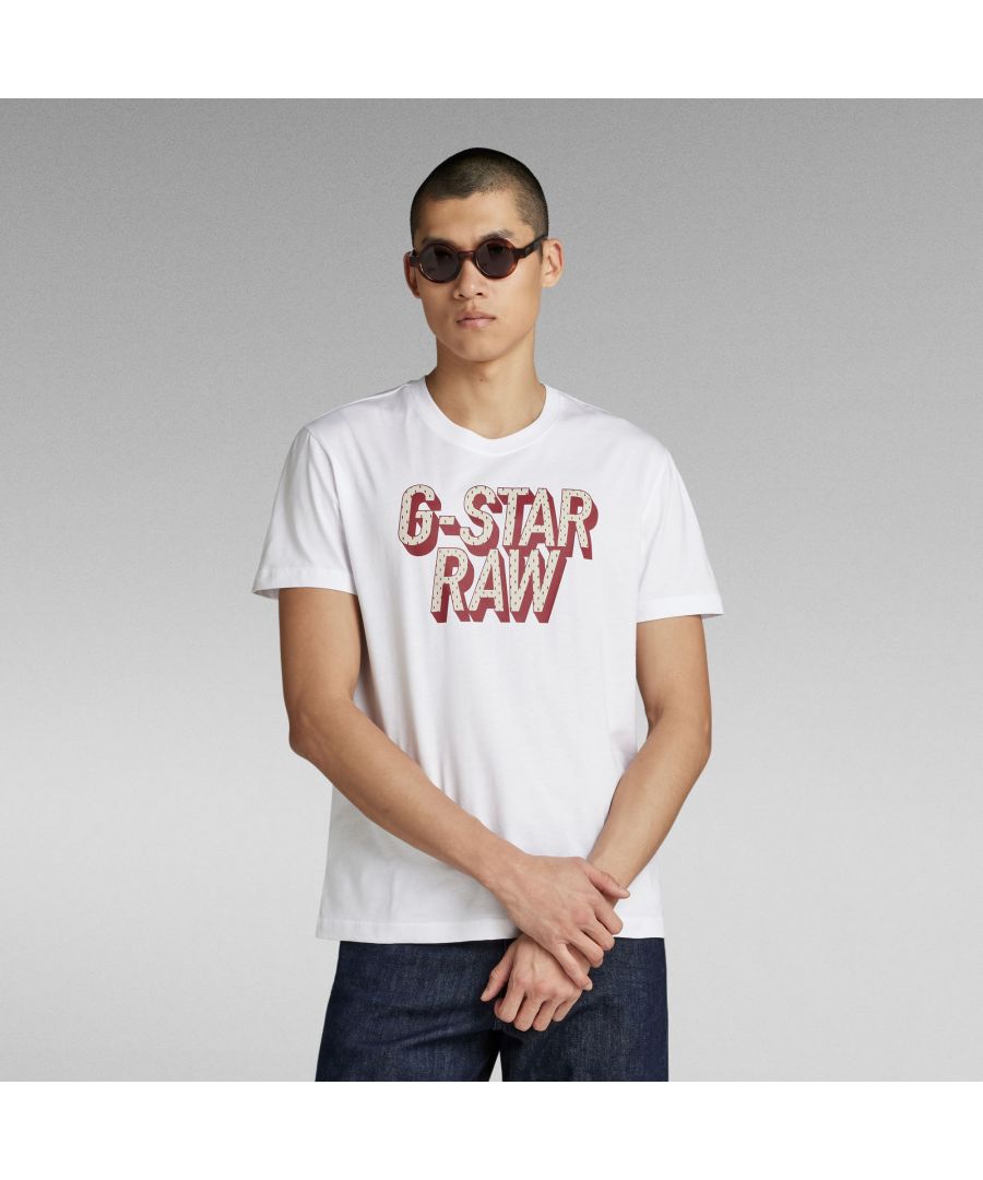G Star Raw Mens G-Star RAW 3D Dotted Graphic T-Shirt - White Cotton - Size 2XL