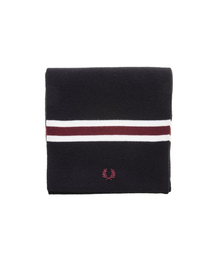 Fred Perry Merino Wool C7151 635 Scarf. Fred Perry Navy Blue Scarf. Style: C7151 635. Branded Logo. 100% Wool