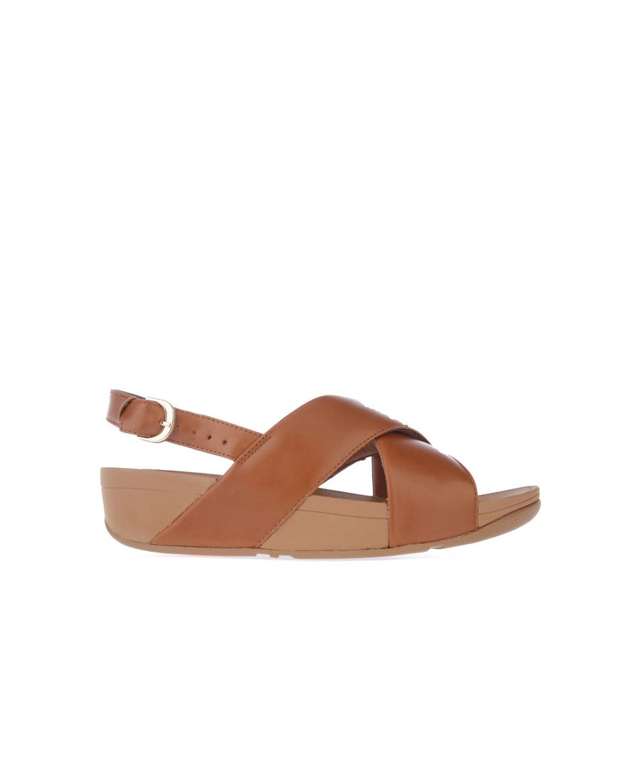 Image for Women's Fit Flop Lulu Cross Back Strap Leather Sandals in Tan
