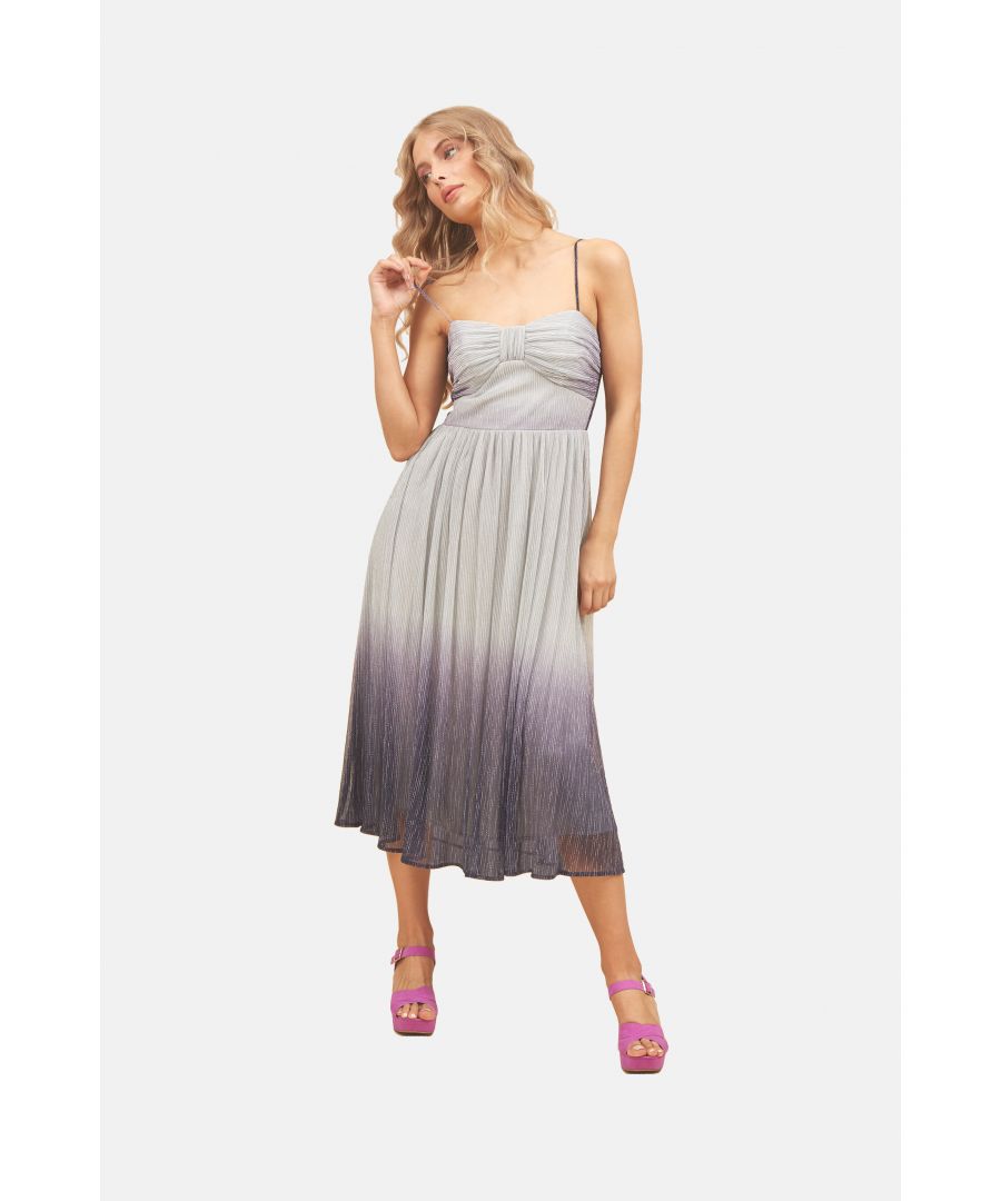 The party dress with playful touches, meet the Darcy Midi Dress. The metallic two tone fabric is offset with playful touches such as bow detailing neckline, cascading down in to a midi length. Machine wash at 30c, 100% Polyester.