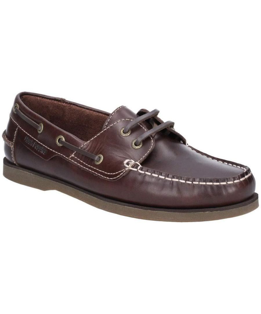Upper: Leather. Footbed: Leather. Sole: Rubber. Perfect for relaxed day-to-day wear with classic deck shoe styling. Comfortable moccasin toe, timeless leather uppers and durable rubber outsole.