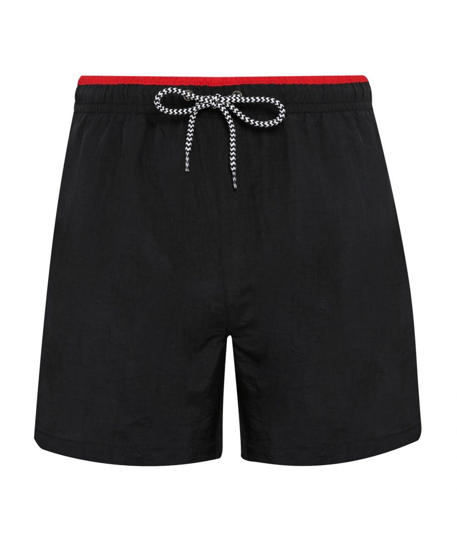 Asquith & Fox Mens Swim Shorts (Black/Red) - Black/White - Size Large