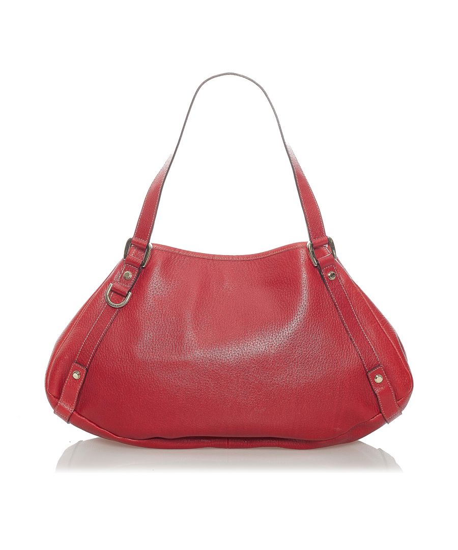 Vintage Gucci Abbey Leather Tote Bag Red