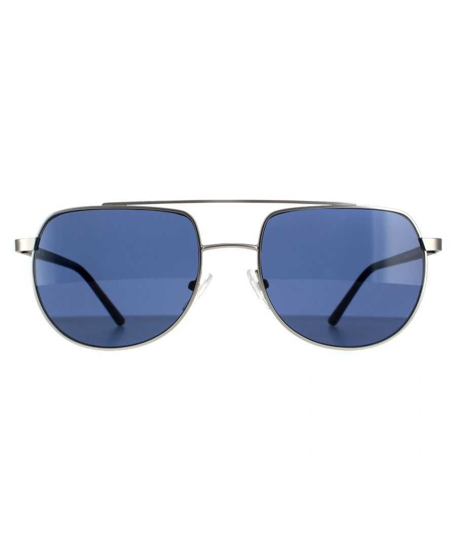 Image for Calvin Klein Aviator Mens Matte Silver Blue Sunglasses