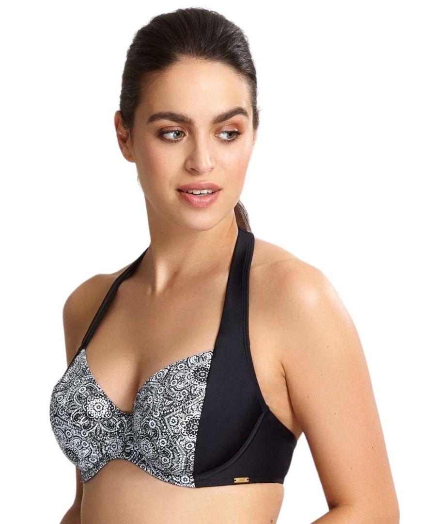 Panache Womens Samara Halterneck Bikini Top - Black Polyamide - Size 36E