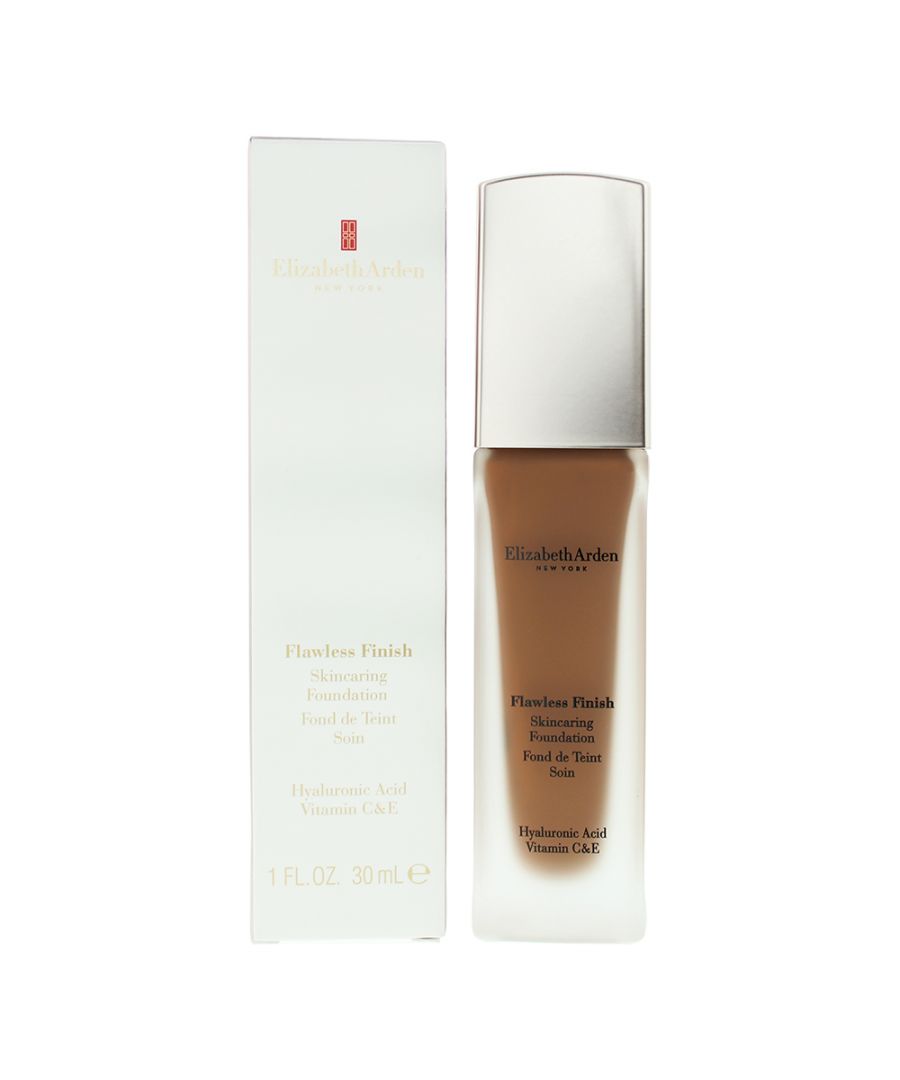 Elizabeth Arden Flawless Finish Skincaring Foundation is a range of foundation that combines the needs of skincare with the usefulness of foundation. The liquid foundation delivers flawless, 24 hour coverage, with a natural finish and long wearing, lightweight formula. The foundation also delivers nourishment for the skin, with hyaluronic acid, Vitamin C and Vitamin E to comfort and condition, and in turn leaves skin healthy, even-toned, brighter, younger and more supple.