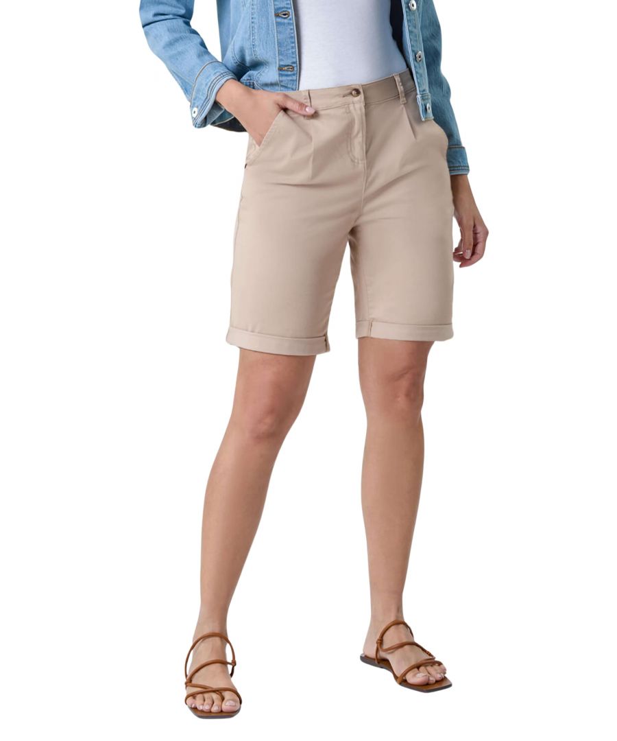 Roman Womens Cotton Blend Chino Shorts - Natural - Size 18 UK