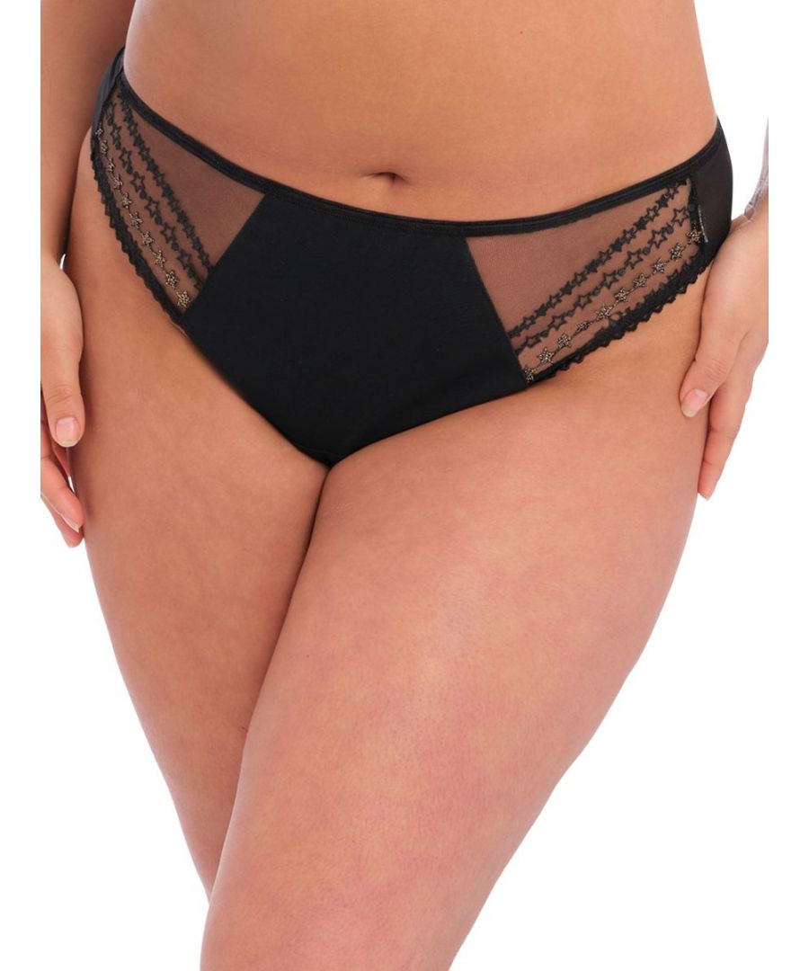 Elomi Matilda Thong. Cotton lined front with sheer back. The product is machine washable.