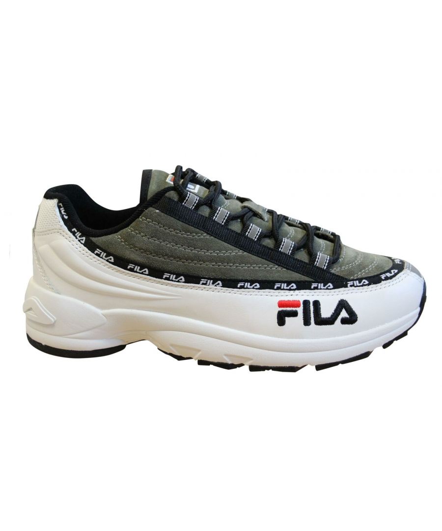 Fila DSTR97 S Mens Trainers White Green Suede Leather Lace Up Shoes 1010712 90S