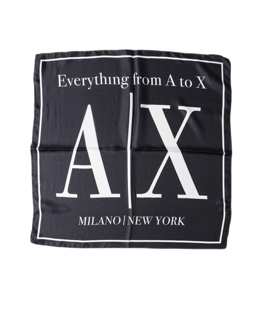 Brand: Armani Exchange Gender: Women Type: Scarves Season: Spring/Summer  PRODUCT DETAIL • Color: black • Pattern: print  COMPOSITION AND MATERIAL • Composition: -100% silk  •  Washing: handwash