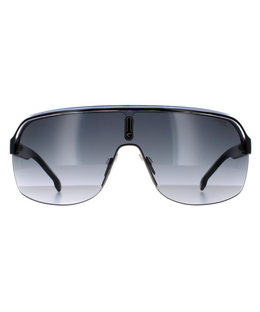 Carrera Shield Unisex Black Crystal White Blue Dark Grey Gradient Sunglasses - One Size