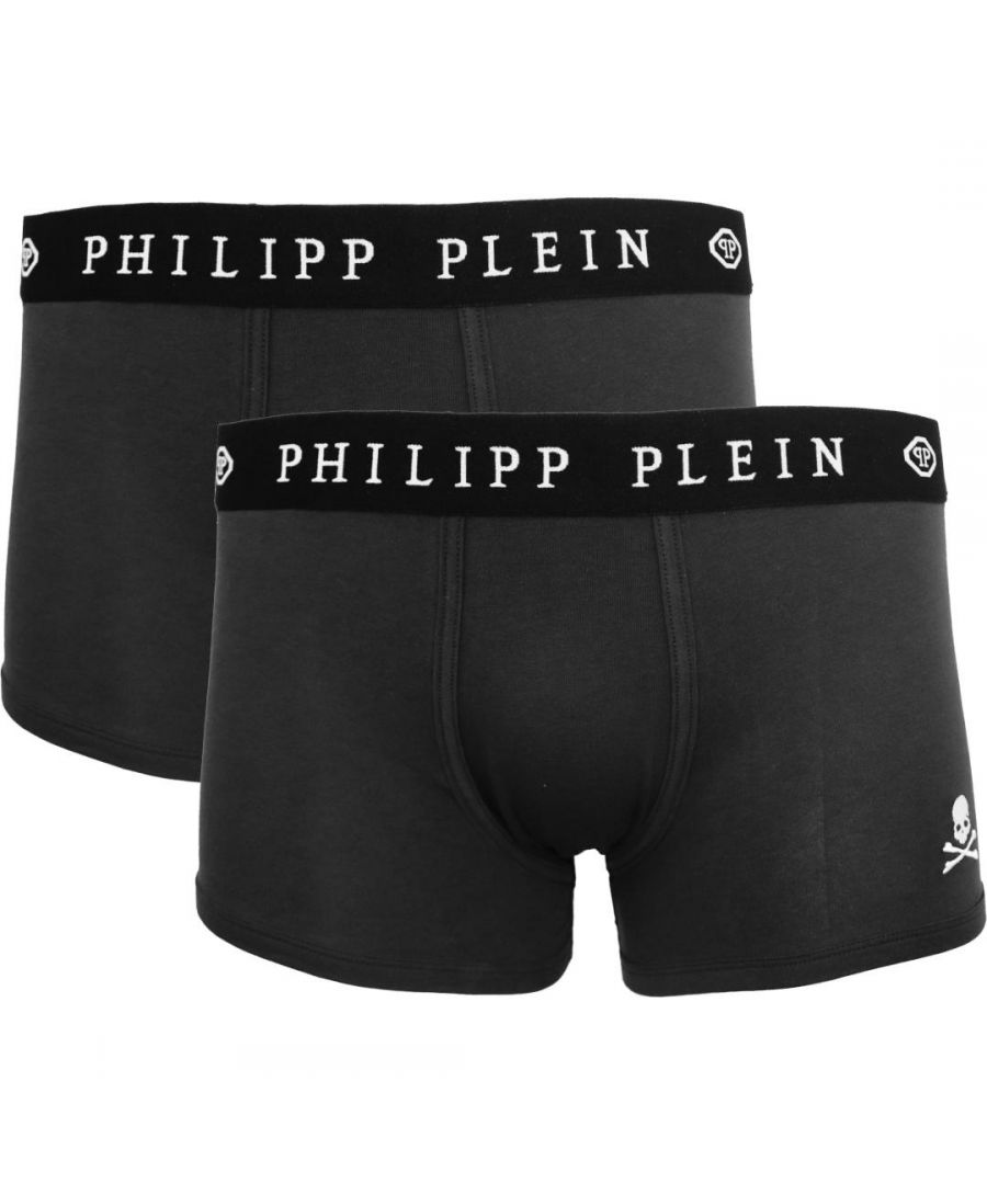 Boxer Philipp Plein élastiqué, de couleur noire avec le logo de la marque sur l'élastique. 2 pièces incluses.