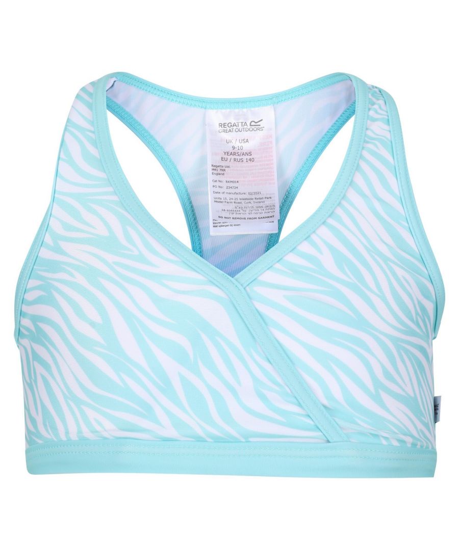 Regatta Girls Hosanna Zebra Print Bikini Top (Aruba Blue) - Size 5-6Y