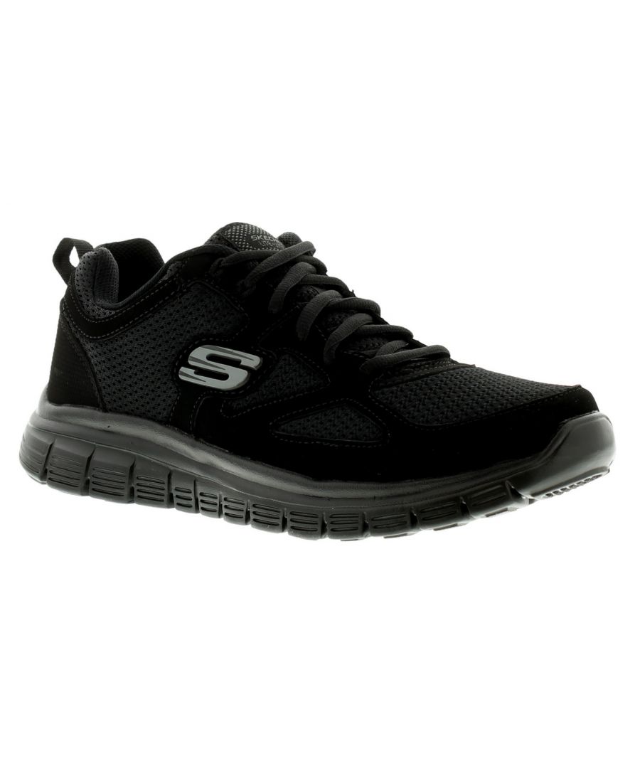 Image for New Mens/Gents Black Skechers Burns Agoura Lace Ups Trainers