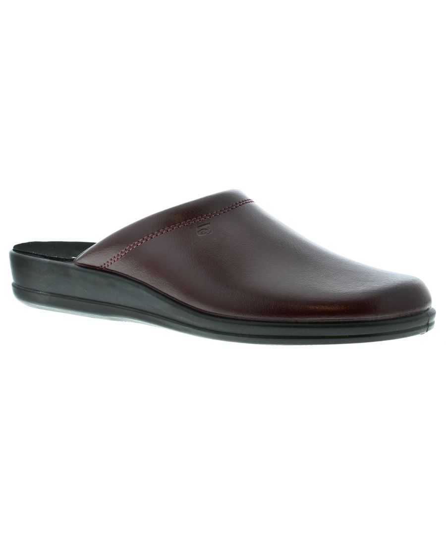 Image for ROHDE Ryder leather Mens Mule Slippers wine