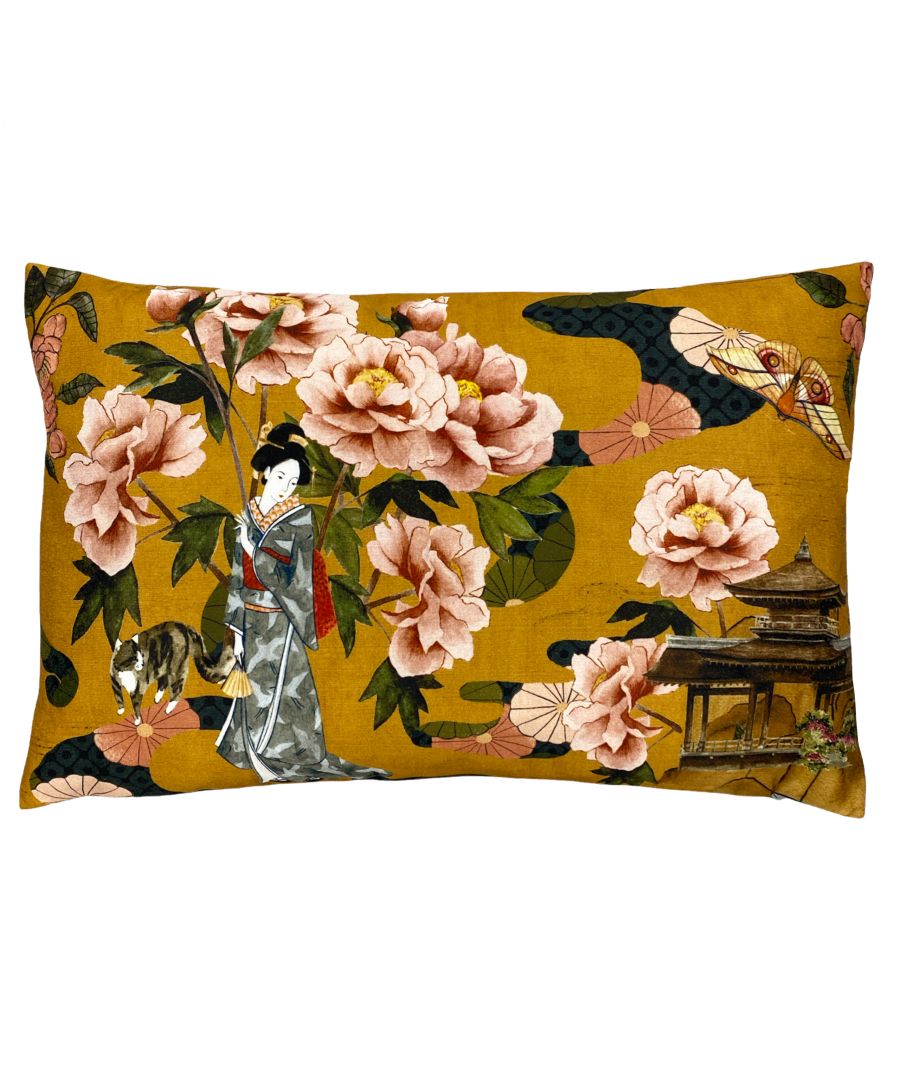 Capturing the graceful beauty of the Geisha woman, immersed in the natural aesthetic of of traditional Japanese gardens. Coordinate with the Geisha Wallpaper.