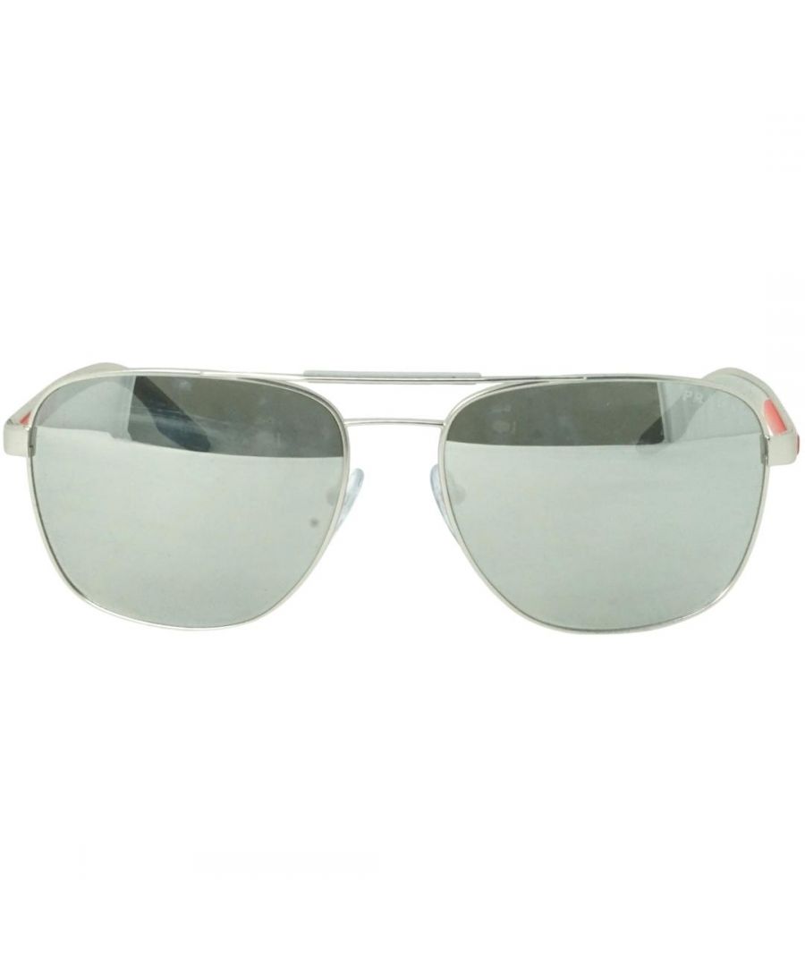 Prada Sport PS53XS 1AP04L Silver Sunglasses. Lens Width = 60mm. Nose Bridge Width = 17mm. Arm Length = 140mm. Sunglasses, Sunglasses Case, Cleaning Cloth and Care Instructions all Included. 100% Protection Against UVA & UVB Sunlight and Conform to British Standard EN 1836:2005