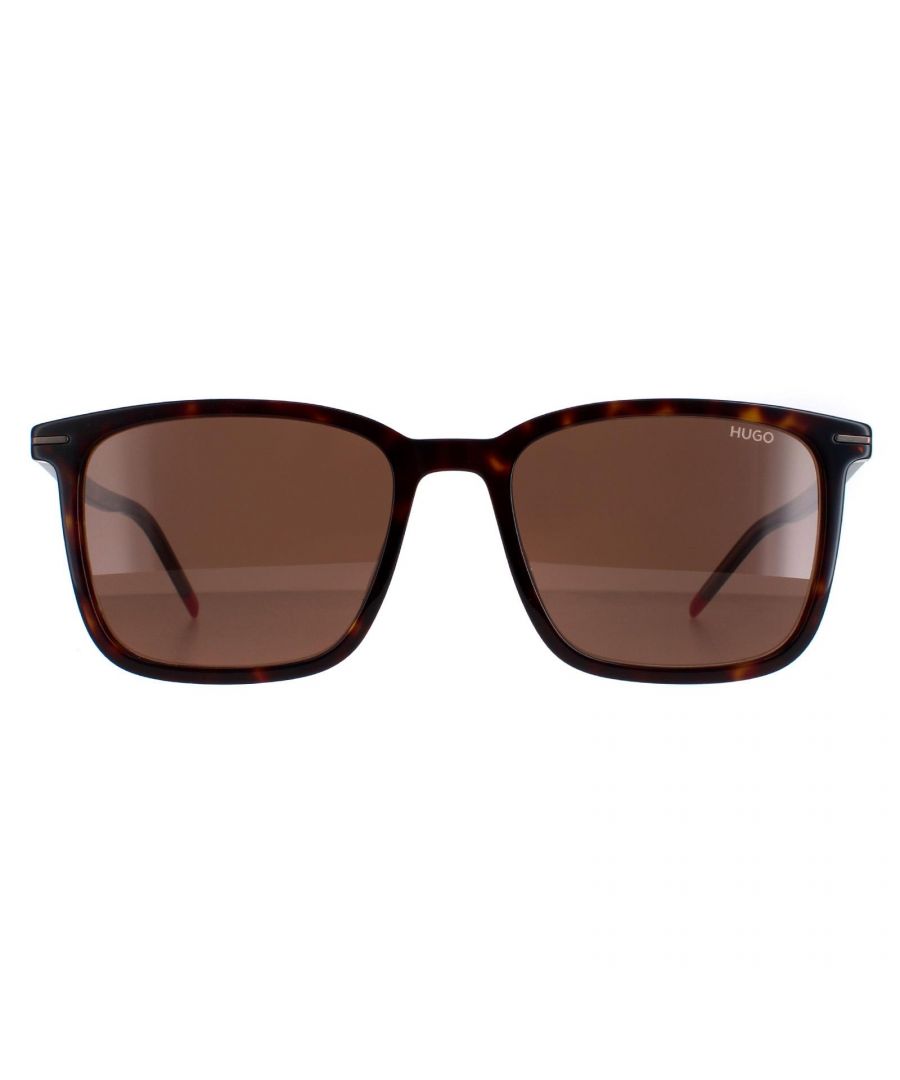 Hugo by Hugo Boss Square Mens Dark Havana Brown HG1168/S  Sunglasses are a simple square style made from lightweight and comfortable acetate with super slim temples finished with the Hugo logo.
