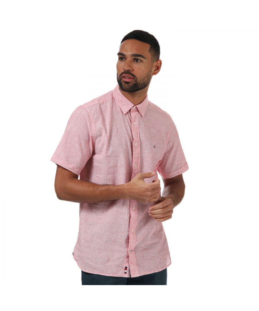 Tommy Hilfiger overhemd met korte mouwen voor heren, roze