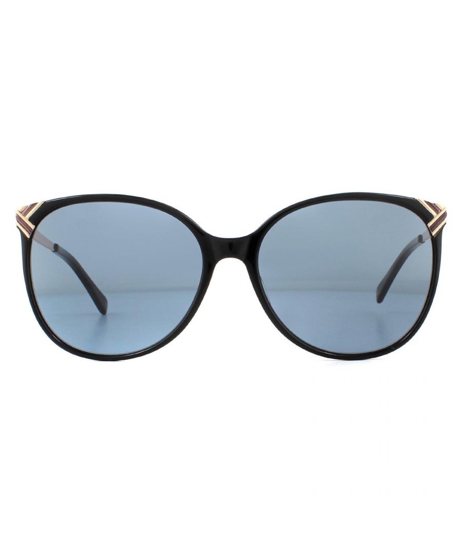 Ted Baker Sunglasses TB1590 Peppa 001 Black Grey are a gorgeous style for women with large lenses and striped metal temples finished with the Ted Baker logo.