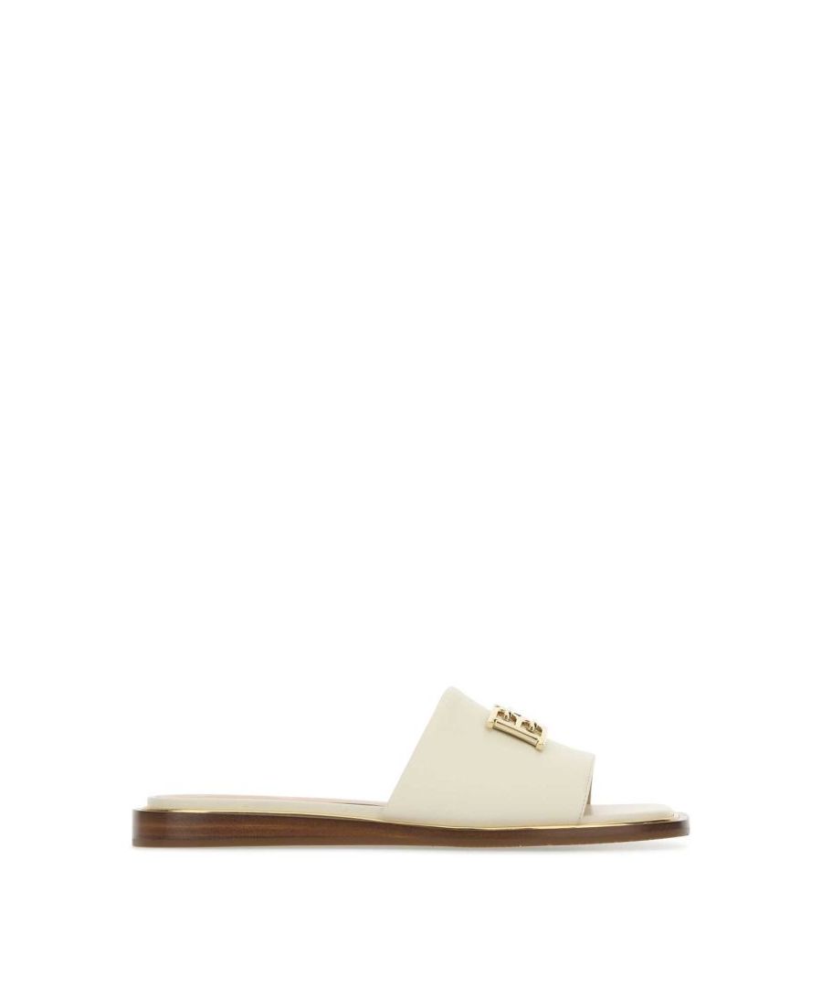 Ivory leather Eloise slippers