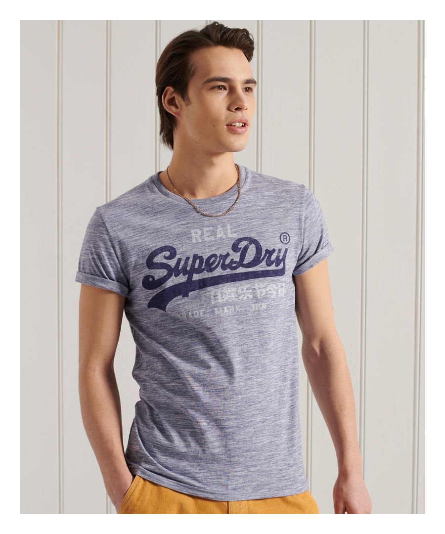Superdry Mens Vintage Logo Premium Goods T-Shirt - Blue Cotton - Size Small