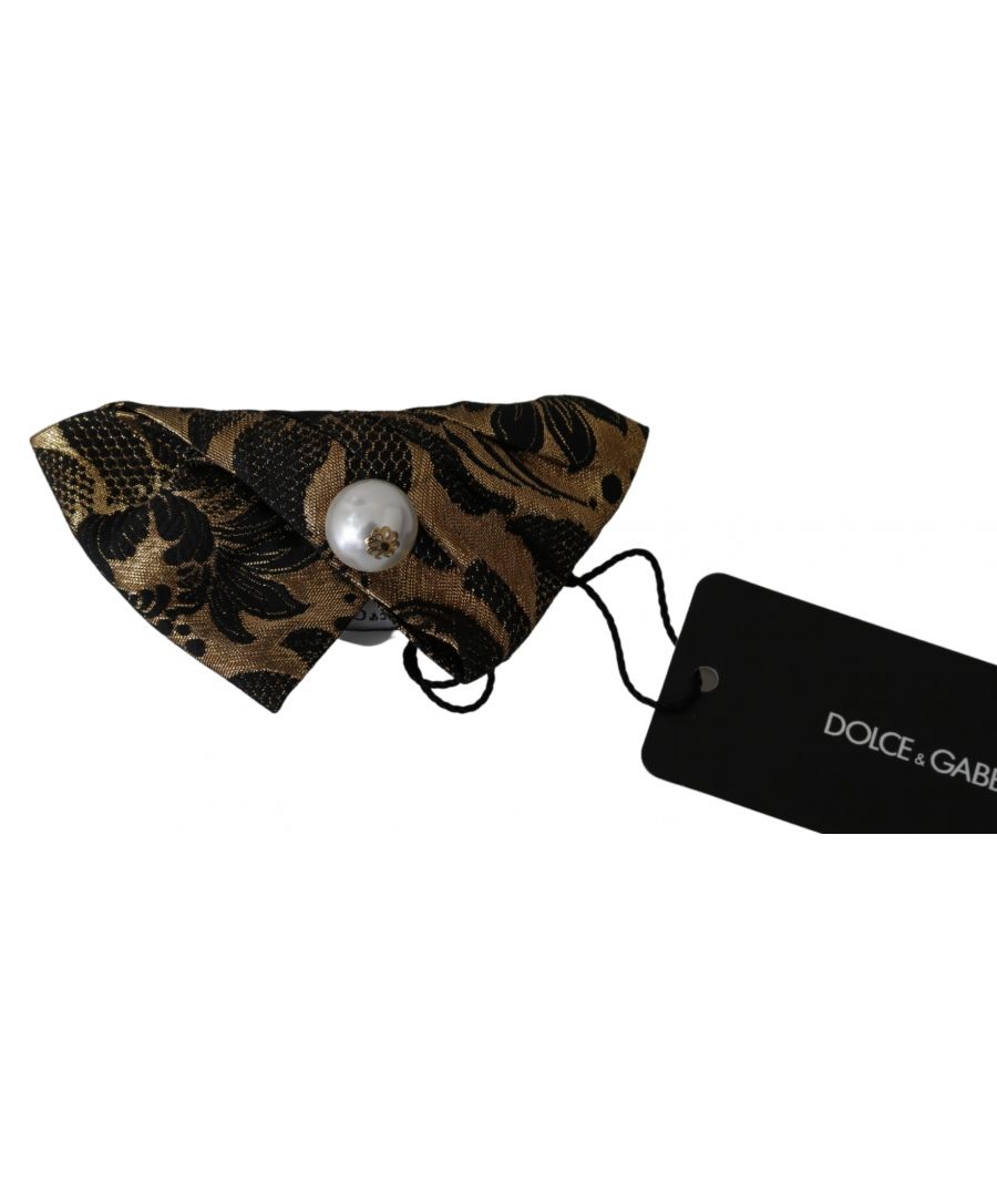 Absolutely stunning, 100% Authentic, brand new with tags floral lace crystal hair claw.\nModel: Hair Claw\nColor: Gold, black\nMaterial: Jacquard textile\nWhite pearl\nSize: 12cm\nLogo details\nMade in Italy