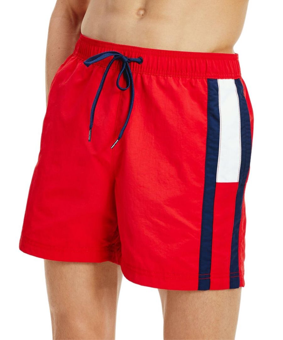 Tommy Hilfiger UM0UM01697 Mens Drawstring Swim Trunks - Red Nylon - Size 10 UK