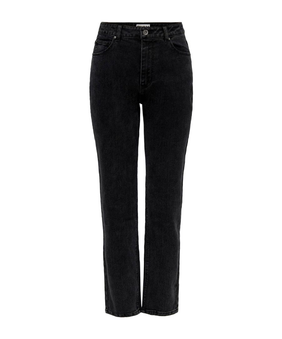 Deze mom jeans voor dames van ONLY is gemaakt van een katoenmix. Het 5-pocket model heeft een hoge taille en heeft een rits- en knoopsluiting.details van deze jeans:stijlnaam: ONLROBBIE riemlussen5-pocket