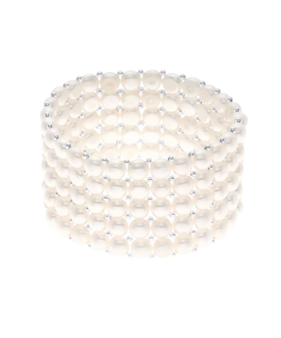 Armband 5 rijen - Pearls zoetwater - 4 mm - Wit - 14 tot 18 cm lengte verstelbare - Wordt geleverd in een koffer met een certificaat van echtheid en een internationale garantie - Al onze juwelen zijn gemaakt in Frankrijk.