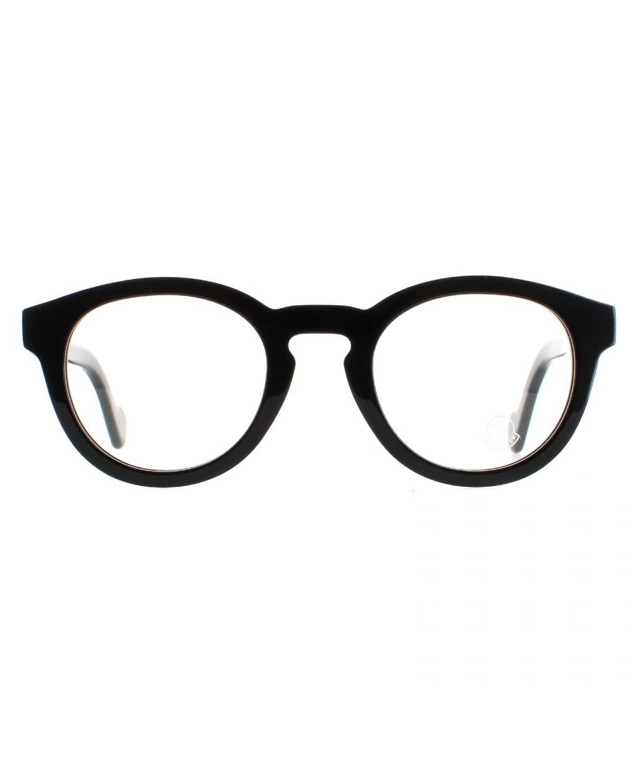 Moncler Oval Unisex Shiny Black ML5006  ML5006 are a fashionable oval  style crafted from lightweight acetate. The Moncler logo is presented on the temples for authenticity.