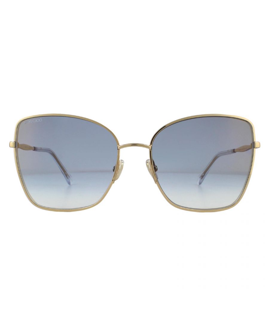 Jimmy Choo Sunglasses ALEXIS/S 000 1V Rose Gold Blue Gradient are a square style with a metal frame front and slim temples engraved with the Jimmy Choo logo.