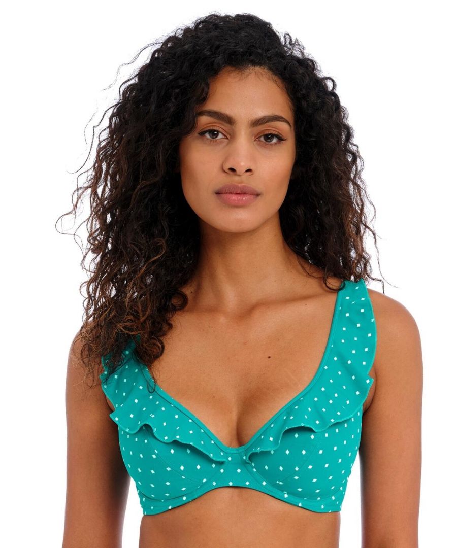 Freya Womens 7230 Jewel Cove High Apex Bikini Top - Blue Elastane - Size 30D