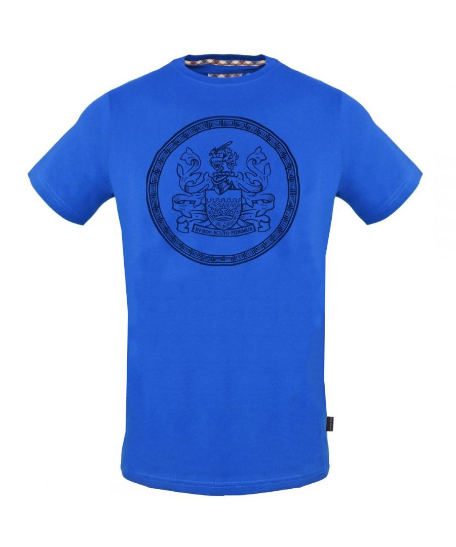 Aquascutum Circle Aldis Logo Blue T-Shirt. Aquascutum Circle Aldis Logo Blue T-Shirt. Crew Neck, Short Sleeves. Stretch Fit 95% Cotton 5% Elastane. Regular Fit, Fits True To Size. Style TSIA17 81