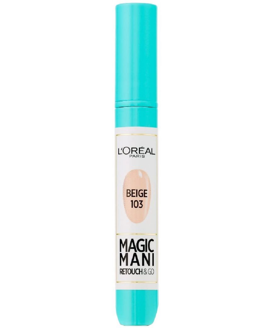 Perfect for retouching nail polish that is chipped, damaged or scaly. Thanks to its easy to hold shape and size and quick drying formula, the Magic Mani pen refreshes your manicure in the blink of an eye, leaving your nails in tip top condition! Shake well with the cap closed. Press several times on the cartridge at the end of the pen to turn it on. Apply on the nails by pressing.