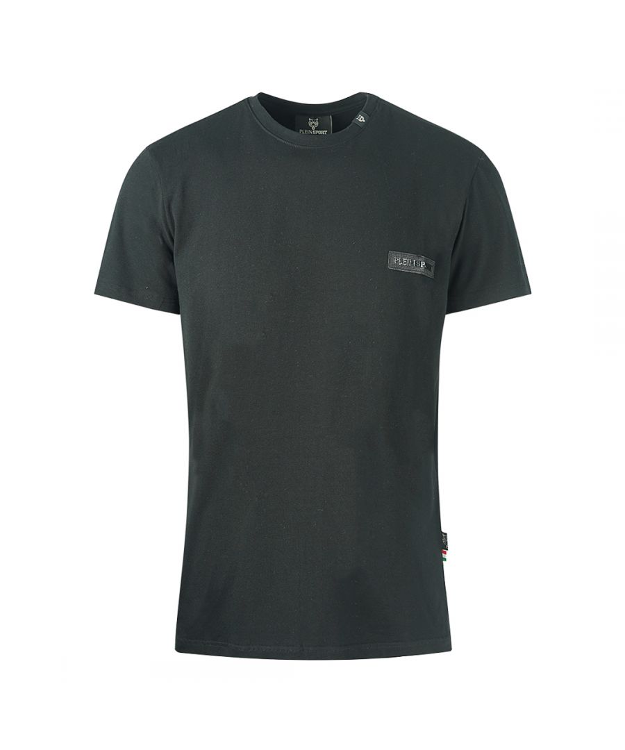 Philipp Plein Sport Leather Patch Logo Black T-Shirt. Philipp Plein Sport Black T-Shirt. Stretch Fit 95% Cotton, 5% Elastane. Made In Tunisia. Plein Branded Badges. Style Code: TIPS121 99