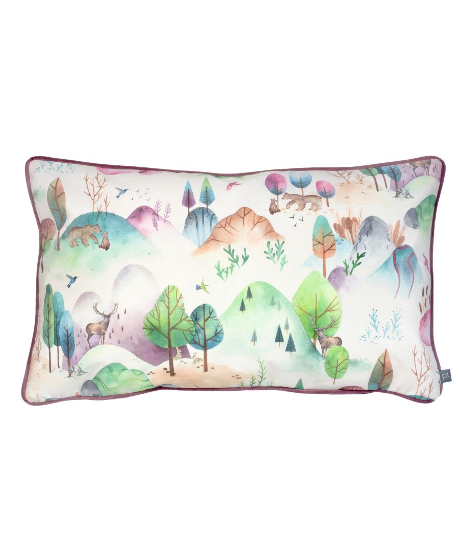 Bring a playful touch to your home, with the Woodland Walk cushion. An artistic, watercolour design of woodland animals amongst the misty mountains. Finished off with a soft velvet reverse, to make it the perfect finishing touch to any room in your home. Dry clean only.