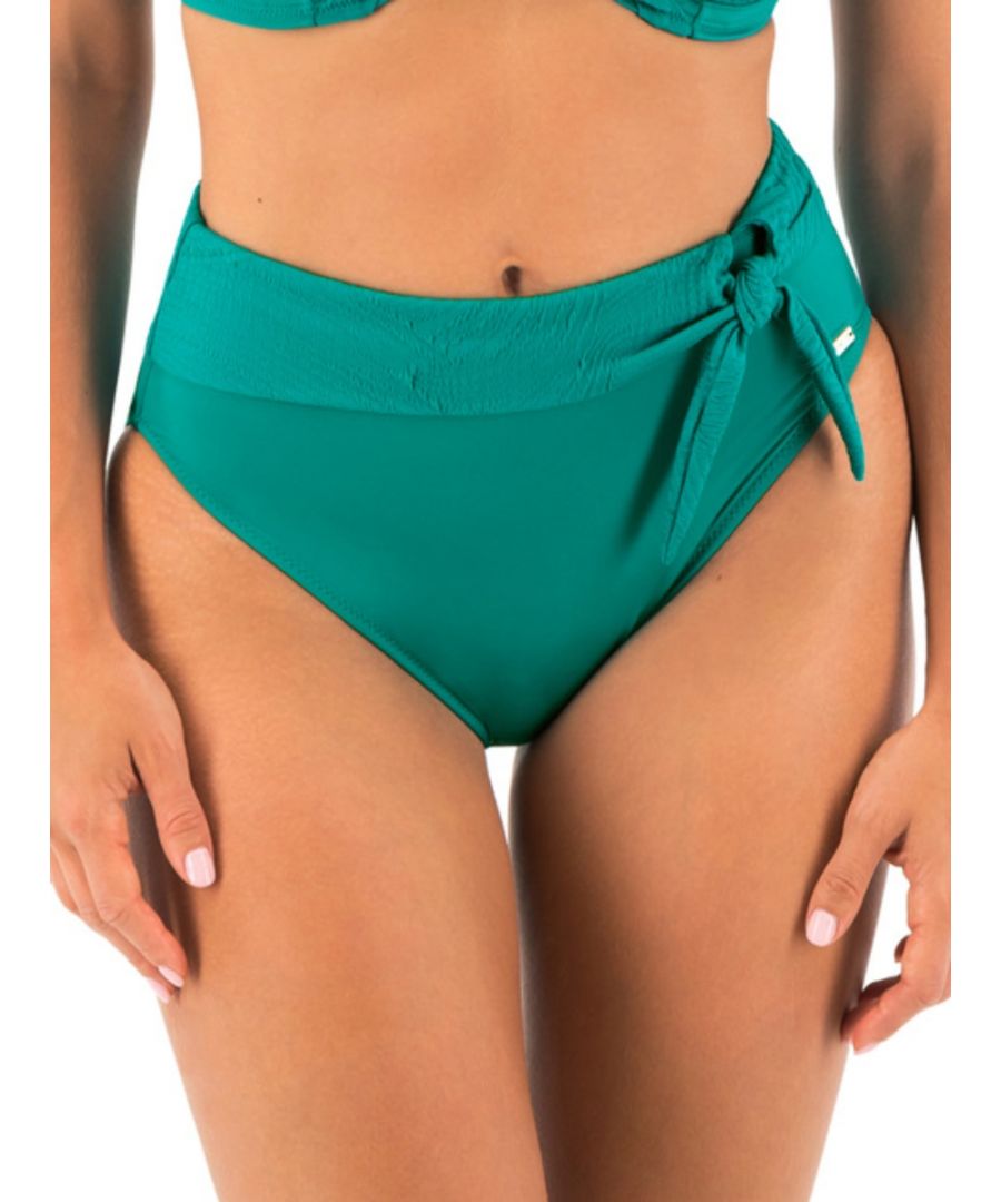 Fantasie Womens Ottawa High Waist Bikini Brief - Green Polyamide - Size Large