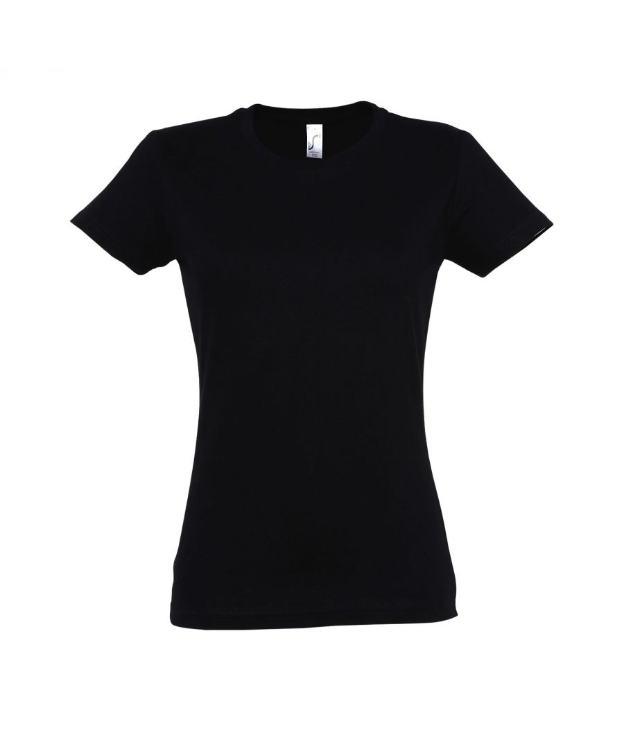 SOLS Womens/Ladies Imperial Heavy Short Sleeve T-Shirt (Deep Black)