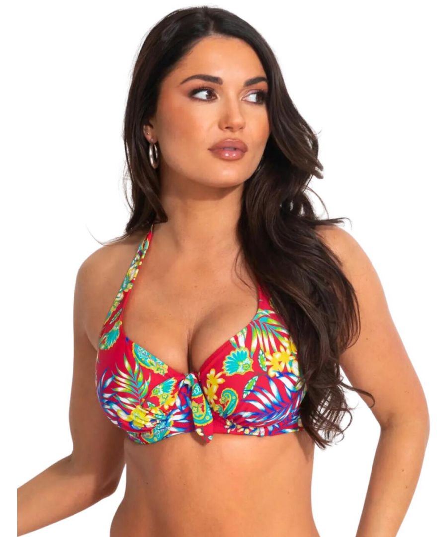 Pour Moi Womens 86002 Heatwave Halterneck Bikini Top - Multicolour Elastane - Size 32DD