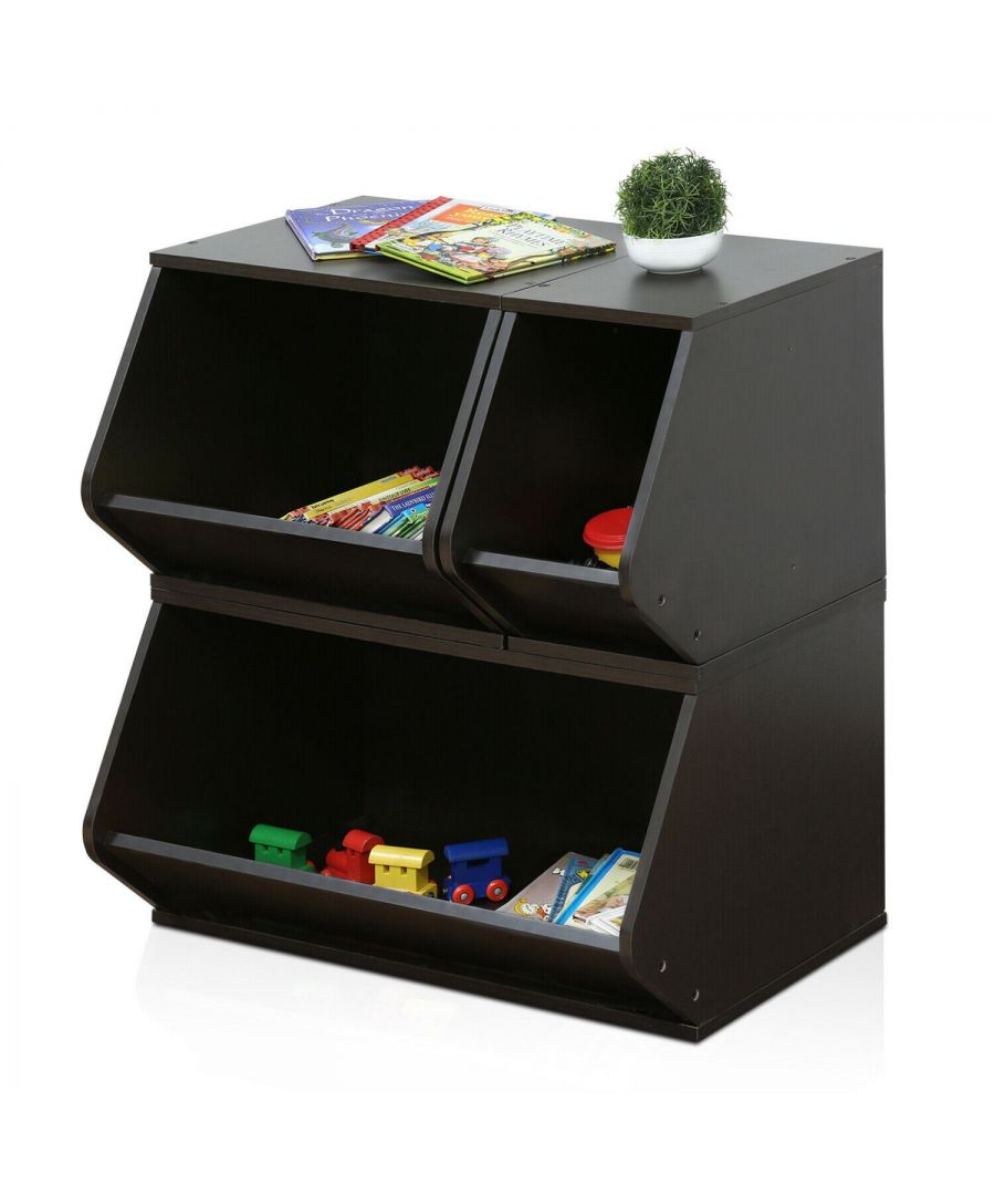 - Furinno KidKanac Stacking Storage Set features unique and durable structure.\n- This storage set is extremely suitable to use in kids rooms where there are a lot of loose toys and books.\n- There is no foul smell, durable and the material is the most stable among the particle boards. \n- Care instructions: wipe clean with clean damped cloth. Avoid using harsh chemicals.