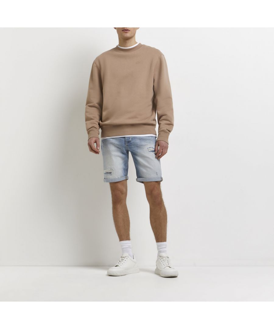 > Brand: River Island> Department: Men> Material: Cotton Blend> Material Composition: 99% Cotton 1% Elastane> Style: Chino> Size Type: Regular> Fit: Slim> Occasion: Casual> Season: SS22> Pattern: No Pattern> Closure: Button> Fabric Wash: Light> Front Type: Flat Front