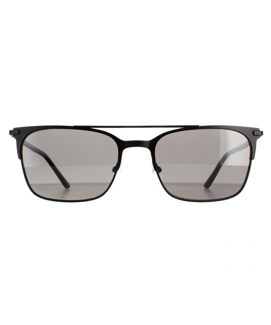 Calvin Klein Rectangle Mens Satin Black Grey CK19308S  Calvin Klein are a sleek metal with a trendy double bridge design and slim plastic temples. The Calvin Klein logo features on the temple hinge and adjustable nose pads add comfort and a secure fit.