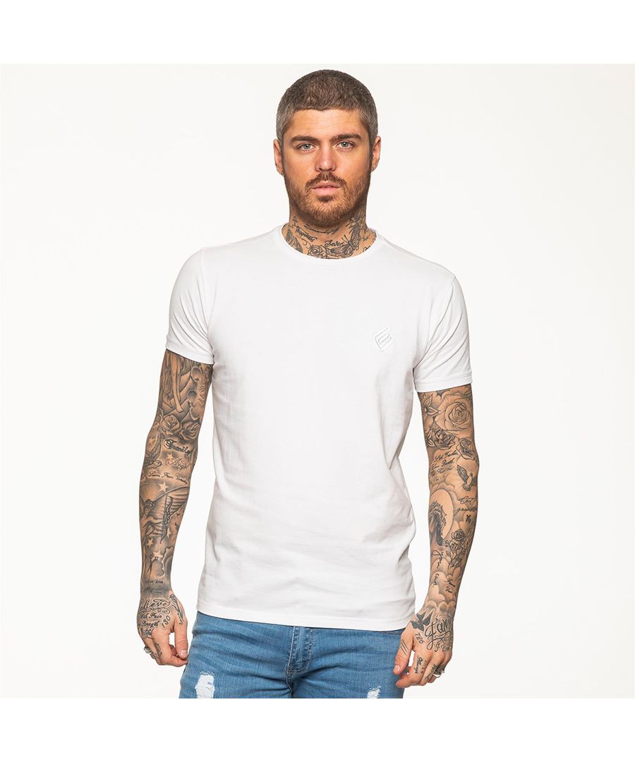 Enzo Men’s White Designer Athletic Muscle Slim Fit T-shirt, Extra Stretch Fabric Provides Comfort and Fits Perfectly on the Body, Enzo Embroidered Logo on The Front, Crew Neck and Short Sleeves, 95% Cotton, 5% Elastane, Machine Washable and is Ideal for Gym and Casual Wear.