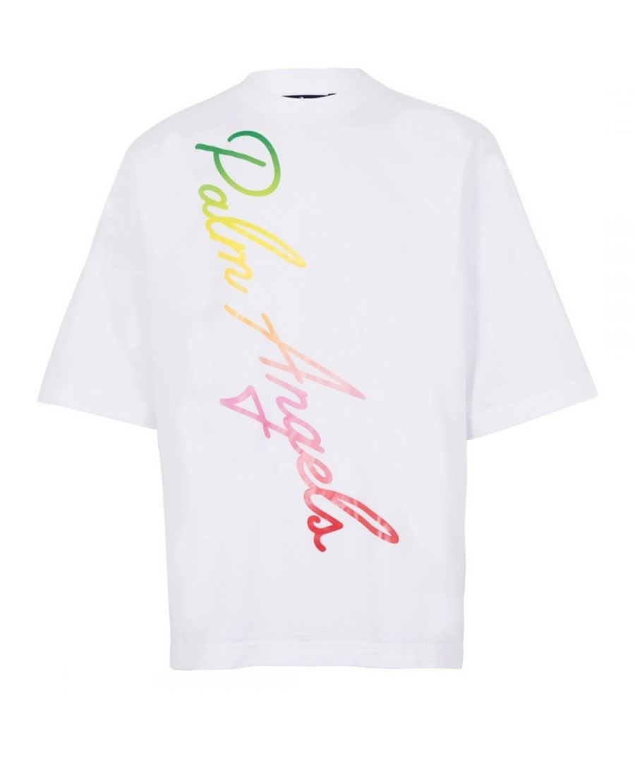 Palm Angels Mens Miami Logo Oversize White T-Shirt - Size M