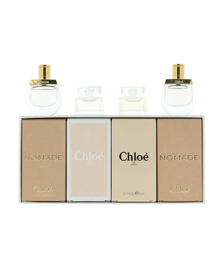 Includes: Nomade Eau de Parfum 5ml. Chloe Eau de Toilette 5ml. Chloe Eau de Parfum 5ml. Nomade Eau de Parfum 5ml.
