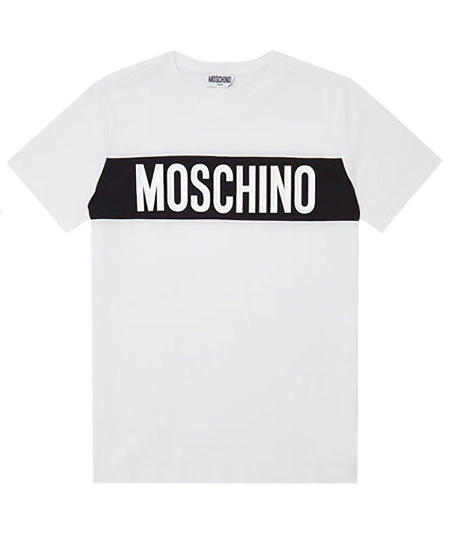 Moschino MOSCHINO Juniors Chest Panel Logo T-Shirt White 