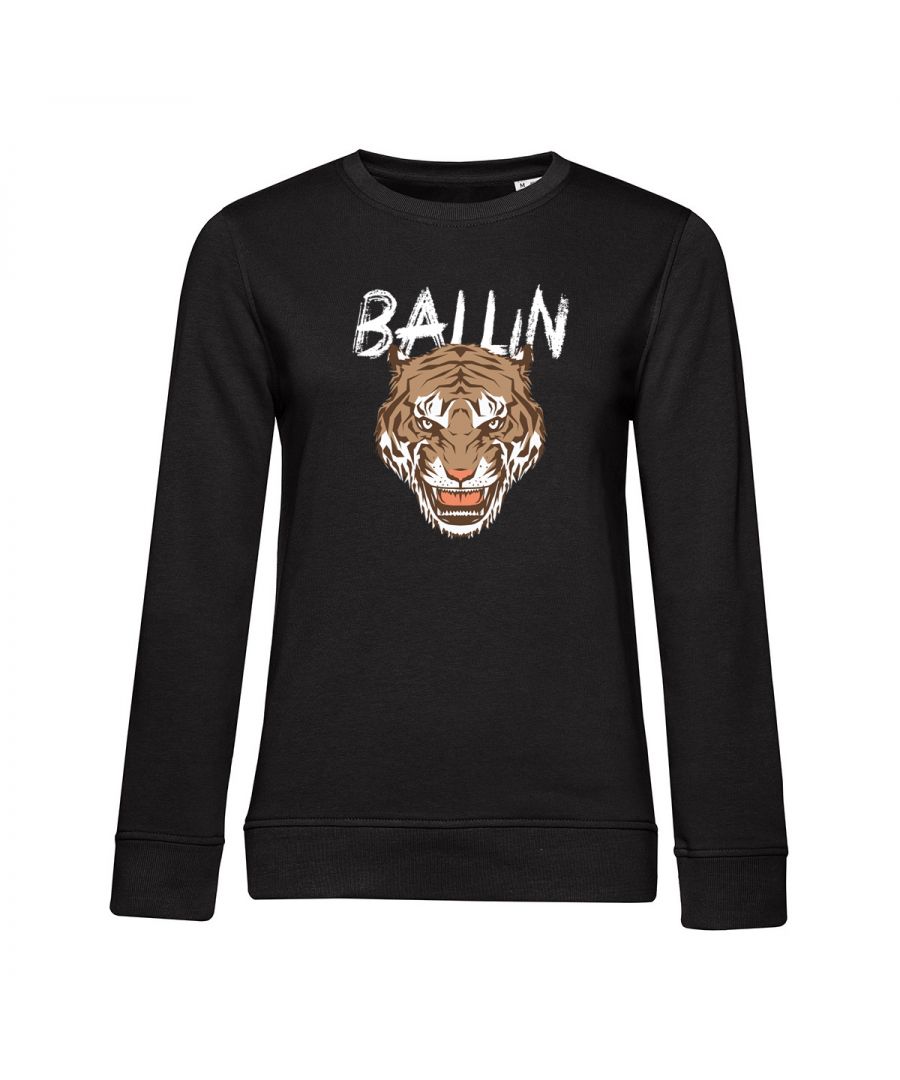 Dames sweater met tijger print van het merk Ballin Est. 2013. De sweaters van Ballin Est. 2013 zijn gemaakt van 80% biologisch katoen en 20% gerecycled polyester katoen, en hebben een normale pasvorm. Het zachte katoen zorgt voor een heerlijk draagcomfort.  Merk: Ballin Est. 2013Modelnaam: Tiger SweaterCategorie: dames sweaterMaterialen: biologisch katoen, gerecycled polyesterKleur: zwart